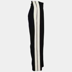Pre Owned Alexander McQueen Monochrome Wool Crepe Tapered Trousers L Waist 36.5" 