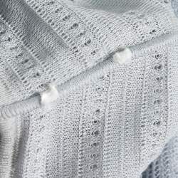 Pre Owned Alexander McQueen Blue Pointelle Knit Ruffle Trimmed Top S