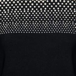 Pre Owned Alexander McQueen Black Knit Pearl Embellished Flared Hem Dress L