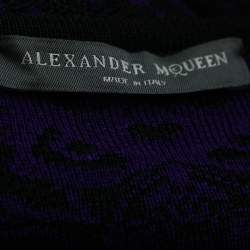 Alexander McQueen Blue & Black Jacquard Knit Round Neck Dress M