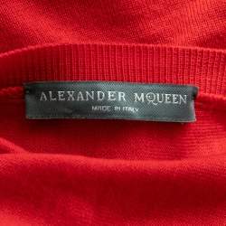 Alexander McQueen Red Wool Peplum Long Sleeve Sweater L