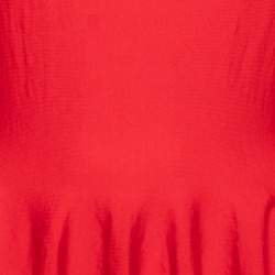 Alexander McQueen Red Wool Peplum Long Sleeve Sweater L