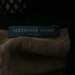 Pre Owned Alexander McQueen Black Perforated Knit Overlay Long Sleeve Top S