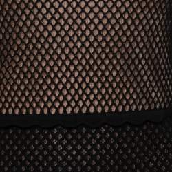 Pre Owned Alexander McQueen Black Perforated Knit Overlay Long Sleeve Top S