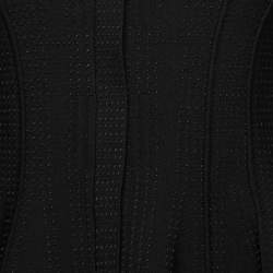 Pre Owned Alexander McQueen Black Stretch-Knit Zip-Front Peplum Top S