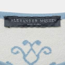 Pre Owned Alexander McQueen Light Blue Floral Jacquard Knit Dress Midi Dress S