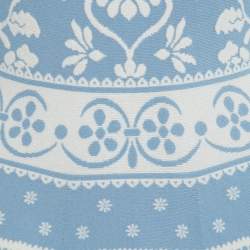 Pre Owned Alexander McQueen Light Blue Floral Jacquard Knit Dress Midi Dress S