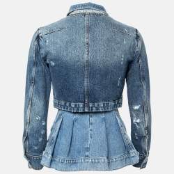 Pre Owned Alexander McQueen Blue Layered Effect Denim Jacket XS