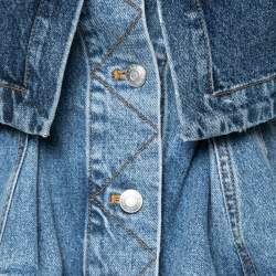 Pre Owned Alexander McQueen Blue Layered Effect Denim Jacket XS