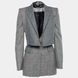 Alexander McQueen Black Checked  Wool Layered Blazer S