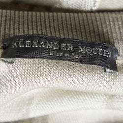 Pre Owned Alexander McQueen Grey Swallow Jacquard Wool & Silk Jumper S