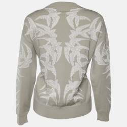Pre Owned Alexander McQueen Grey Swallow Jacquard Wool & Silk Jumper S