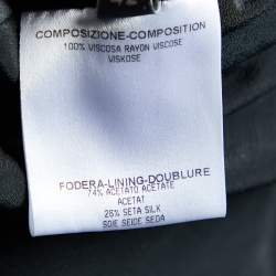 Pre Owned Alexander McQueen Black Printed Crepe Draped Midi Dress M