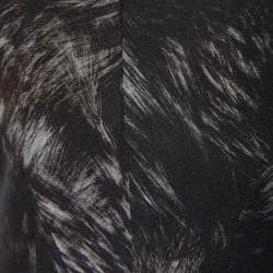 Pre Owned Alexander McQueen Black Printed Crepe Draped Midi Dress M