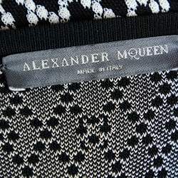 Pre Owned Alexander McQueen Black Rhombic Pearl Pattern Jacquard Knit Bodycon Dress M
