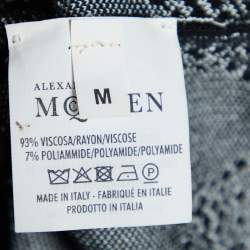 Pre Owned Alexander McQueen Black Rhombic Pearl Pattern Jacquard Knit Bodycon Dress M