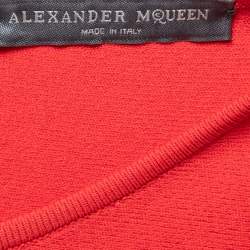 Pre Owned Alexander McQueen Red Jacquard Knit Flared Dress M