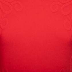 Pre Owned Alexander McQueen Red Jacquard Knit Flared Dress M