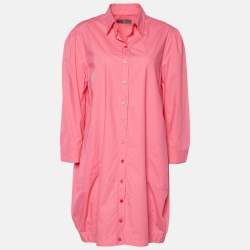 Pre Owned McQ by Alexander McQueen Pink Cotton Button Front Shirt Dress L