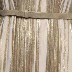 Pre Owned Alexander McQueen Gold LeatherFringed Belted Midi Dress S