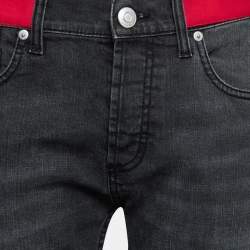Pre Owned Alexander McQueen Grey Denim Contrast Waist Detail Jeans L Waist 31"