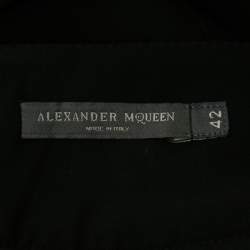 Pre Owned Alexander McQueen Black Crepe Ruffled Waist Trousers M