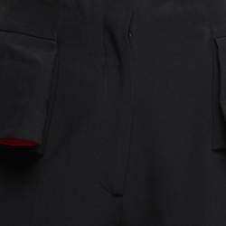 Pre Owned Alexander McQueen Black Crepe Ruffled Waist Trousers M