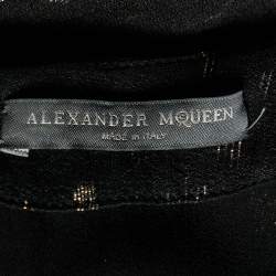 Pre Owned Alexander McQueen Black Fil Coupe Cape Detail Maxi Dress M