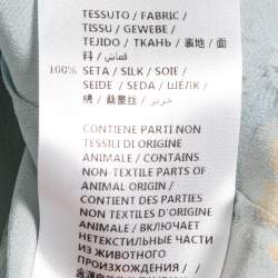 Pre Owned Alexander McQueen Blue Floral Printed Silk Mandarin Collar Blouse M