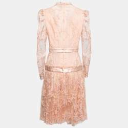 Alexander McQueen Pink Floral Lace Long Sleeve Dress M