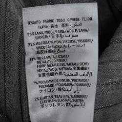 Pre Owned Alexander McQueen Metallic Grey Ribbed Knit Off-Shoulder Maxi Dress M