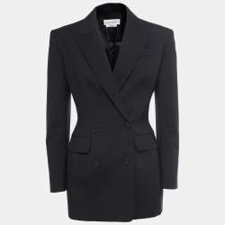 Pre Owned Alexander McQueen Black Wool Double-Breasted Tailored Blazer S