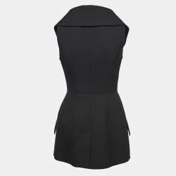 Alexander McQueen Black Crepe Lace-Trim Sleeveless Tuxedo Jacket S