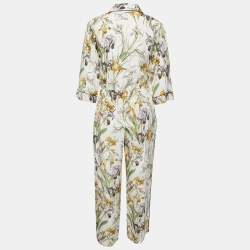 Pre Owned Alexander McQueen Cream Floral Printed Silk Co-ord Set S