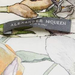 Pre Owned Alexander McQueen Cream Floral Printed Silk Co-ord Set S