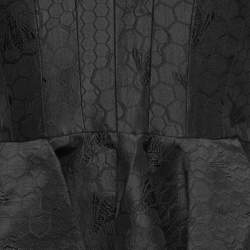 Pre Owned Alexander McQueen Black Bee Jacquard Silk Peplum Blouse M