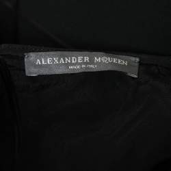 Pre Owned Alexander McQueen Black Crepe Cut Out Detail Long Sleeve Dress S