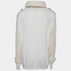 Pre Owned Alexander McQueen Cream Wool & Cashmere Knit Turtleneck Sweater M