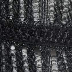 Pre Owned Alexander McQueen Black Textured Blend Long Sleeve Round Neck Dress M