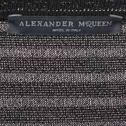 Pre Owned Alexander McQueen Black Textured Blend Long Sleeve Round Neck Dress M