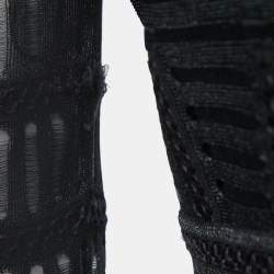 Pre Owned Alexander McQueen Black Textured Blend Long Sleeve Round Neck Dress M