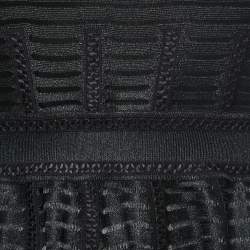 Pre Owned Alexander McQueen Black Textured Blend Long Sleeve Round Neck Dress M