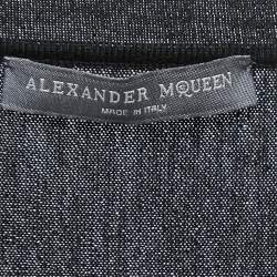 Pre Owned Alexander McQueen Black Wool Knit Peplum Tank Top S