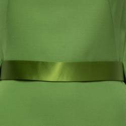 Pre Owned Alexander McQueen Green Wool Capelet Belted Midi Dress S