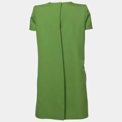 Pre Owned Alexander McQueen Green Wool Capelet Belted Midi Dress S