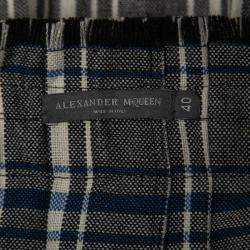 Pre Owned Alexander McQueen Black/Blue Checked Mini Kilt Skirt S