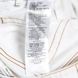 Pre Owned Alexander McQueen White Denim Side Stripe Wide Leg Jeans M Waist 27"