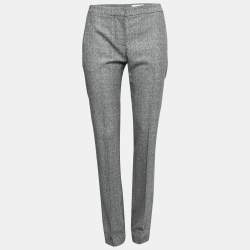 Pre Owned Alexander McQueen Black Checked Wool Straight Leg Trousers S