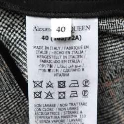 Pre Owned Alexander McQueen Black Checked Wool Straight Leg Trousers S
