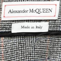 Pre Owned Alexander McQueen Black Checked Wool Straight Leg Trousers S